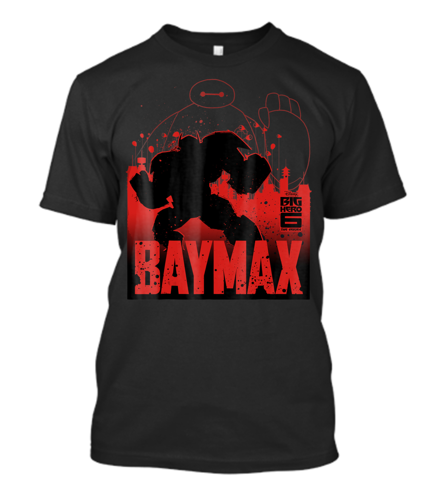 Disney Big Hero 6 Baymax Outline Powerful Pose TV Series T-Shirt