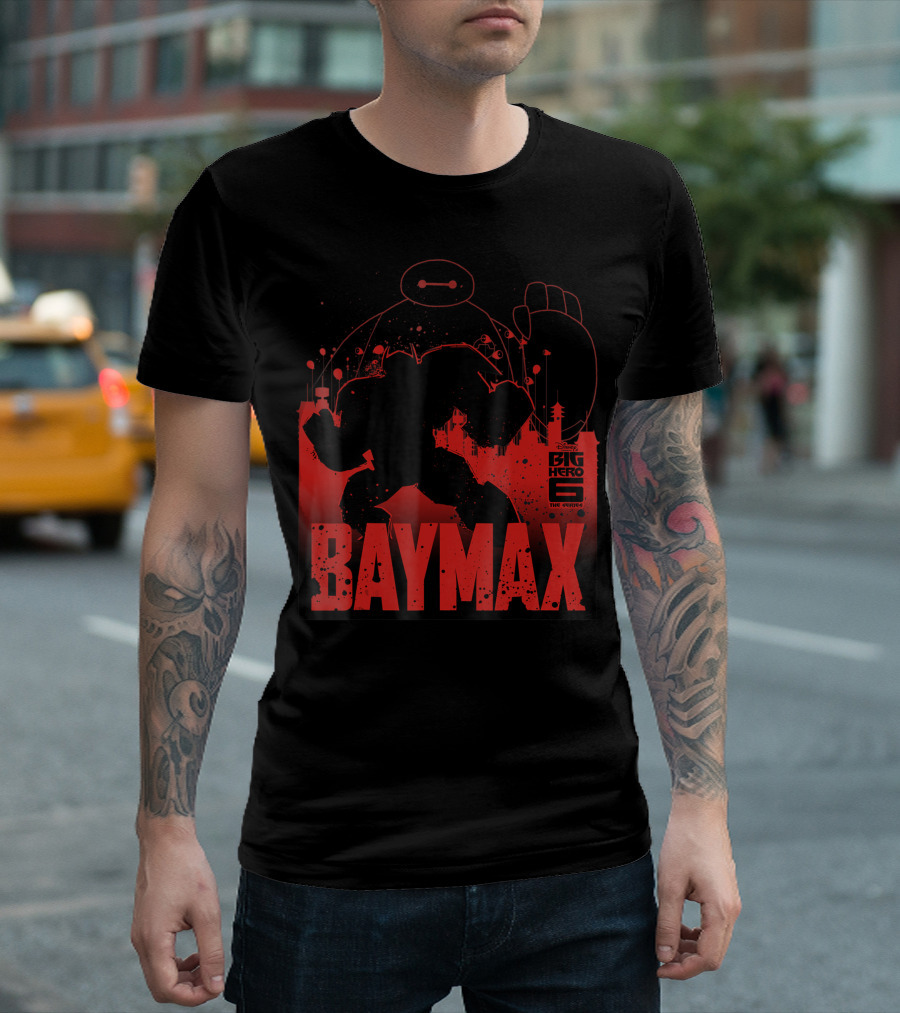 Disney Big Hero 6 Baymax Outline Powerful Pose TV Series T-Shirt