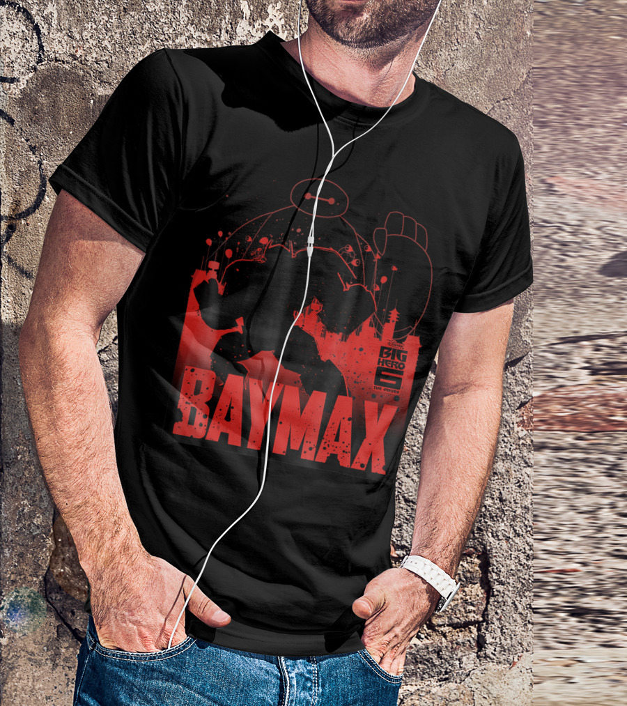 Disney Big Hero 6 Baymax Outline Powerful Pose TV Series T-Shirt