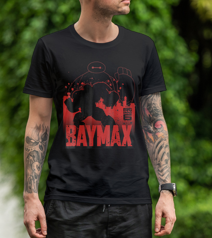 Disney Big Hero 6 Baymax Outline Powerful Pose TV Series T-Shirt
