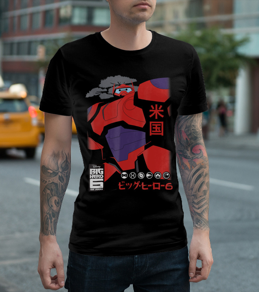 Disney Big Hero 6 The Series Baymax Japanese Symbol Icons T-Shirt