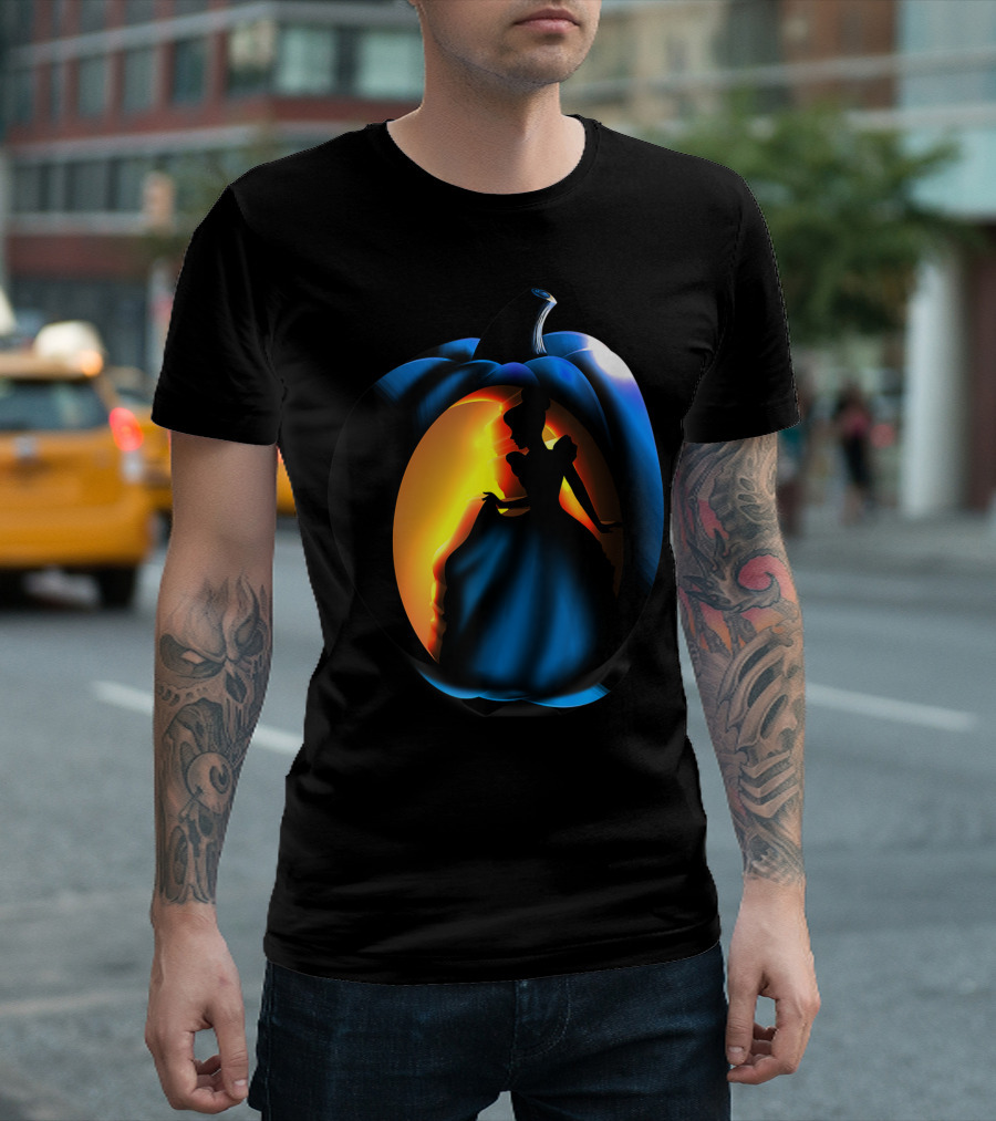 Cinderella Silhouette on Illuminated Pumpkin Carving Disney T-Shirt