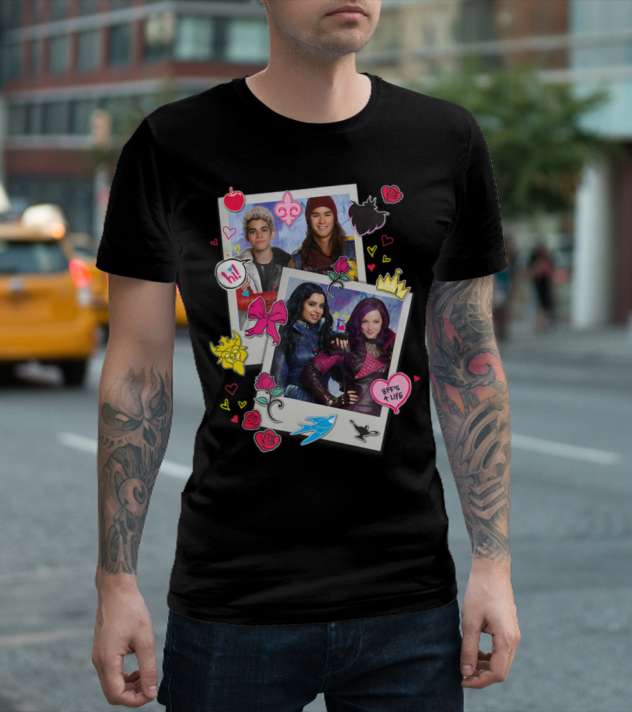 Disney Descendants BFFs 4 Life Cool Stickers Hi T-Shirt