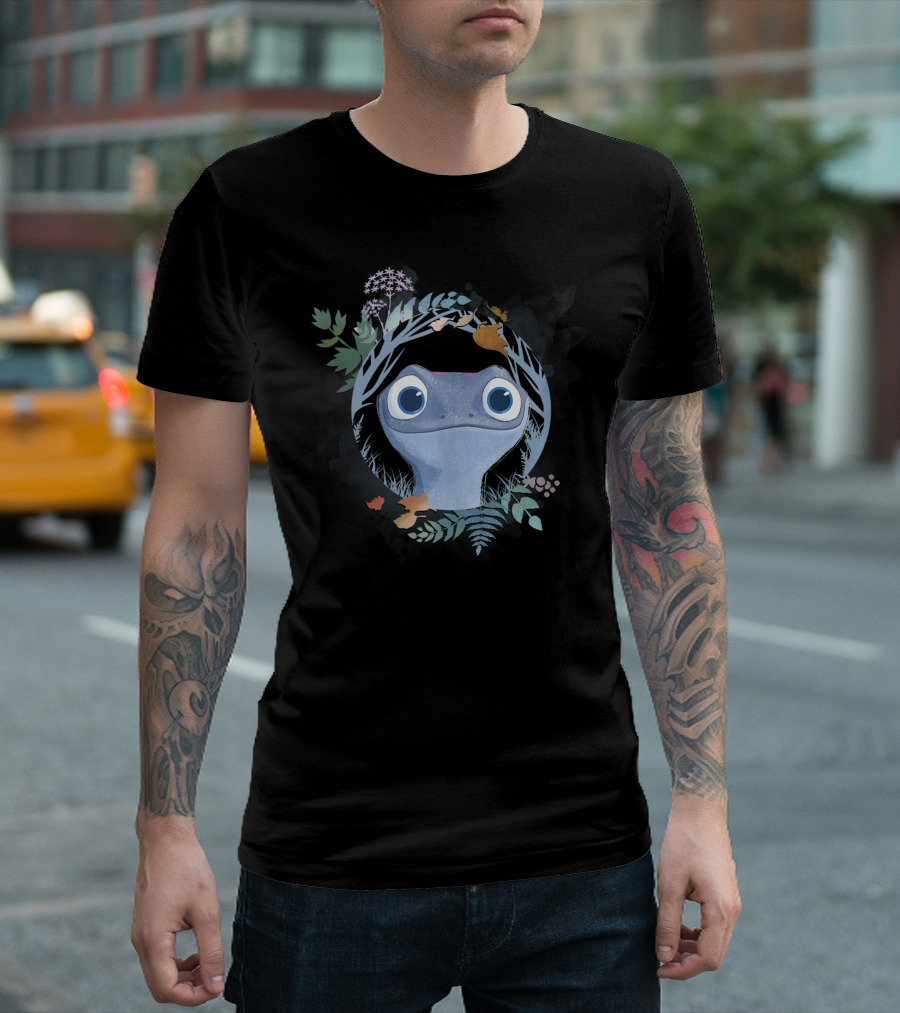 Bruni the Salamander Watercolor Art from Disney Frozen 2 with Floral T-Shirt