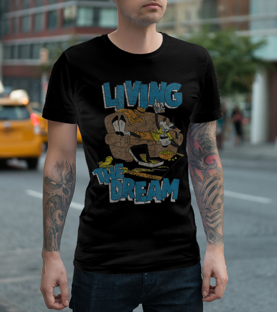 Disney Goofy Living the Dream Couch Snacks T-Shirt