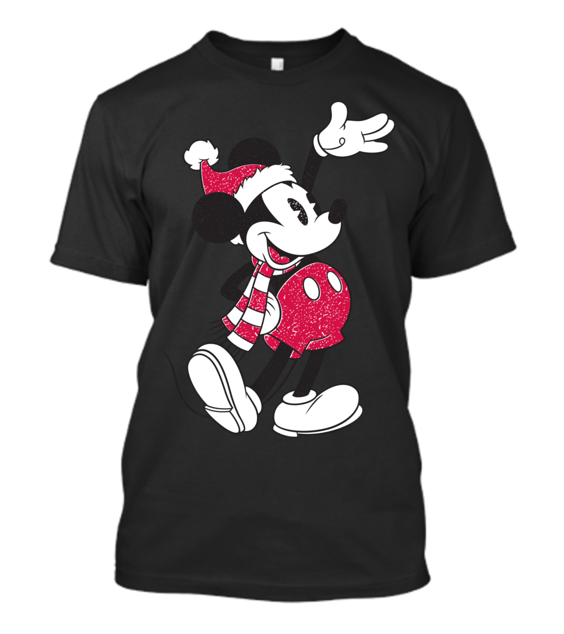 Disney Holiday Mickey Mouse Santa Hat And Scarf T-Shirt