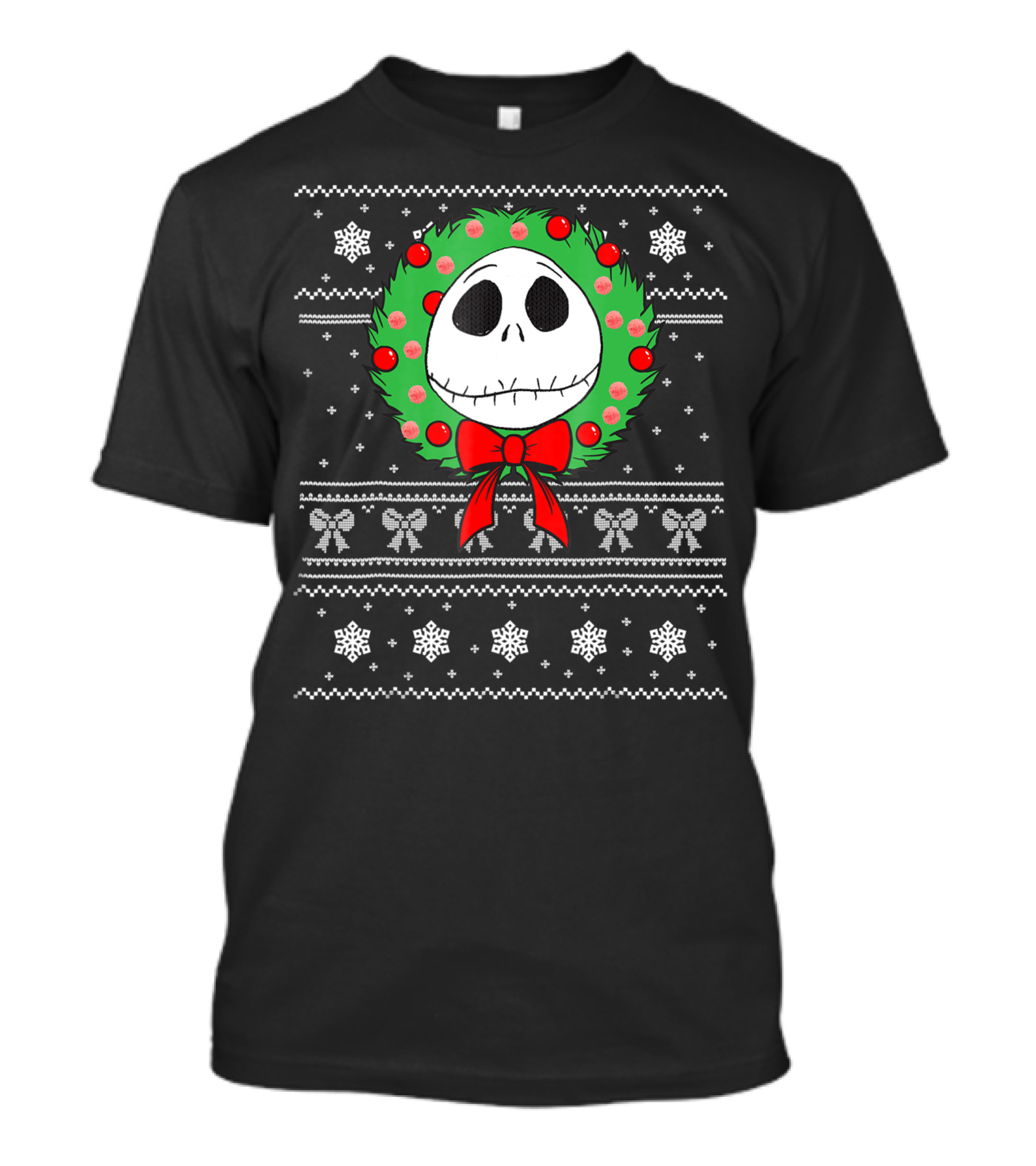 Disney Jack Skellington Christmas Ugly Sweater Wreath T-Shirt