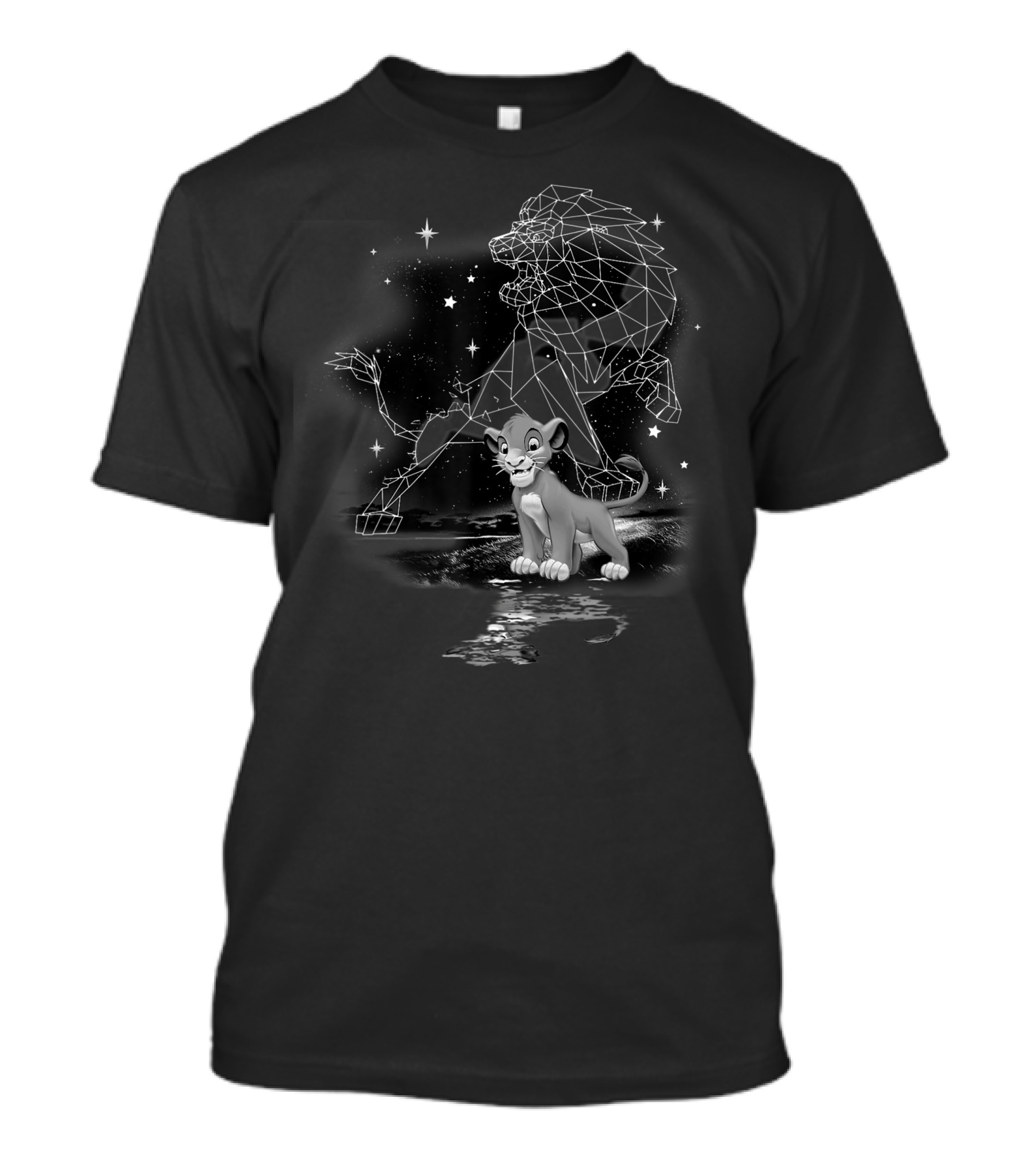 Disney Lion King Young Simba With Geometric Lion Spirit And Stars T-Shirt