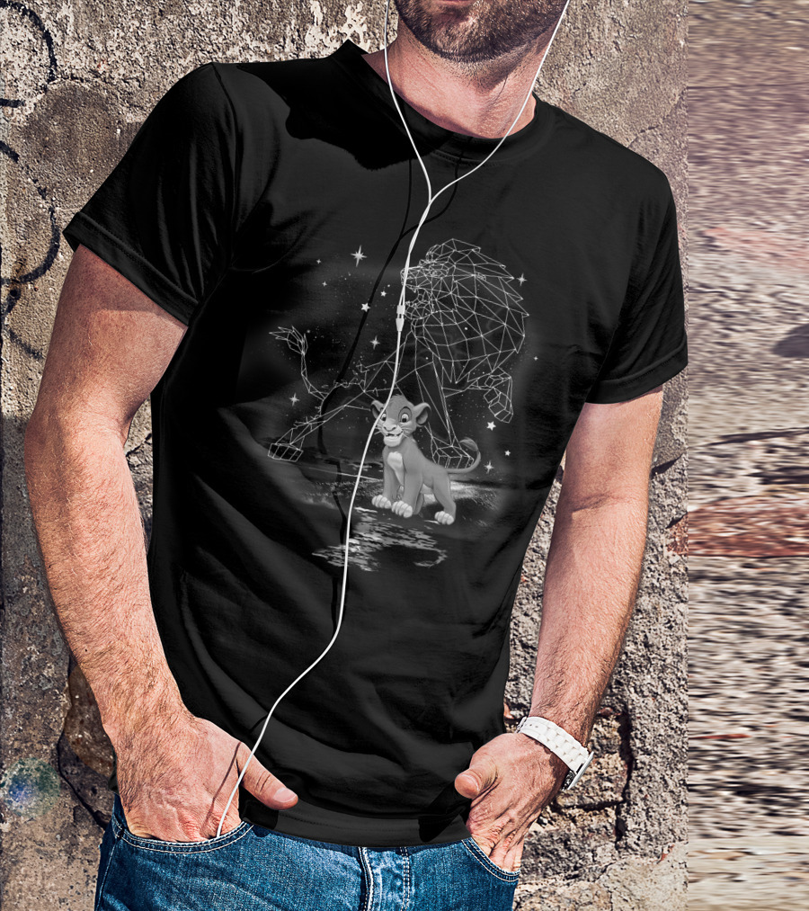 Disney Lion King Young Simba With Geometric Lion Spirit And Stars T-Shirt
