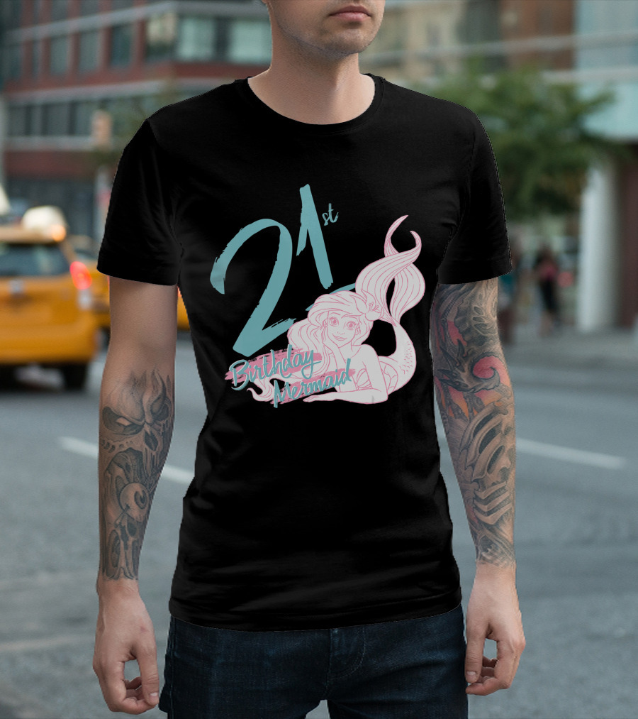 21st Birthday Mermaid Disney Little Mermaid Ariel Sketch T-Shirt