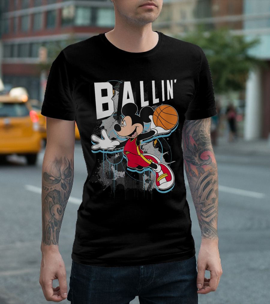 Disney Mickey Mouse Ballin' Basketball Action T-Shirt