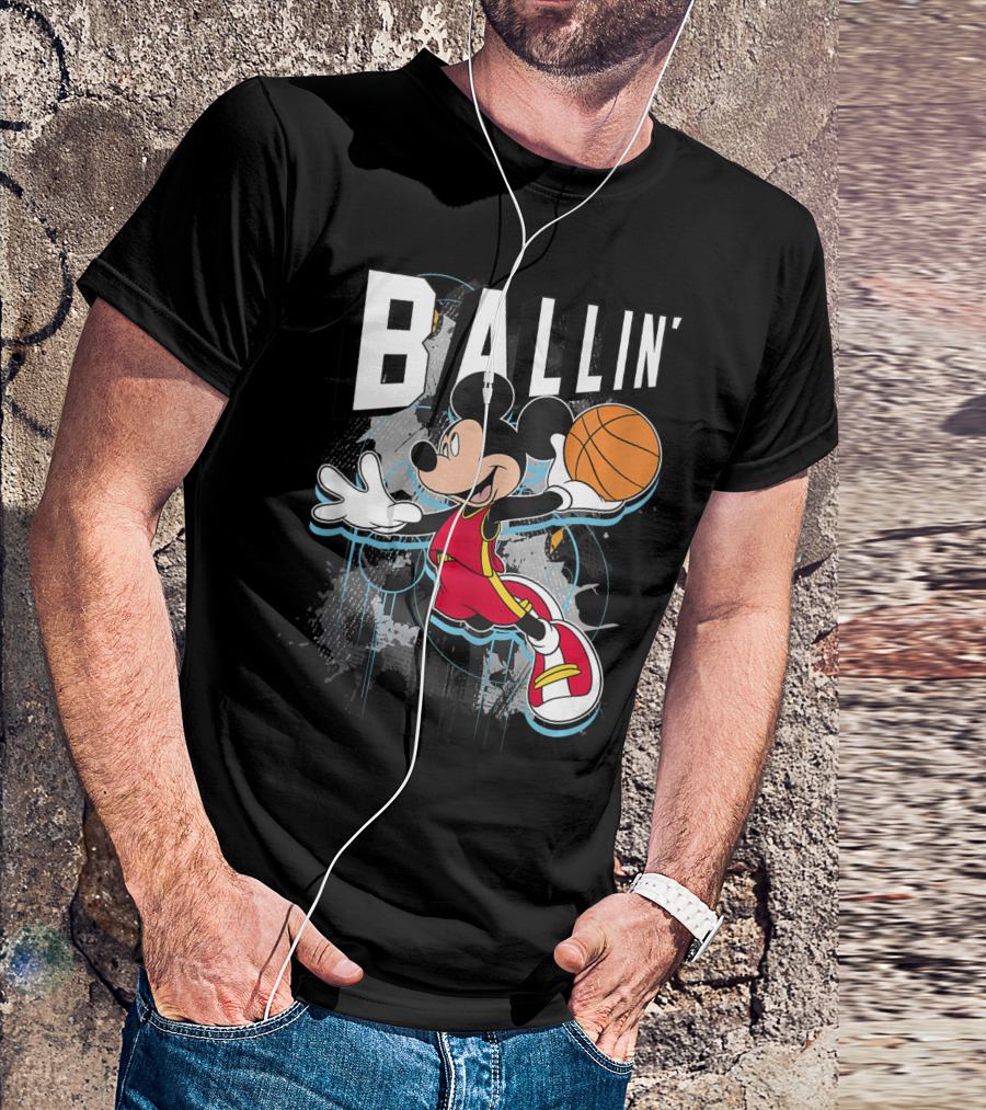 Disney Mickey Mouse Ballin' Basketball Action T-Shirt