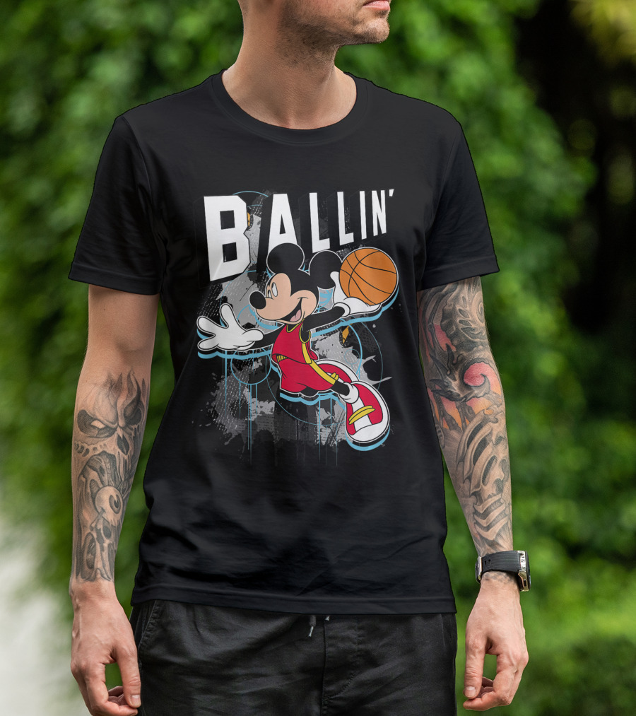 Disney Mickey Mouse Ballin' Basketball Action T-Shirt