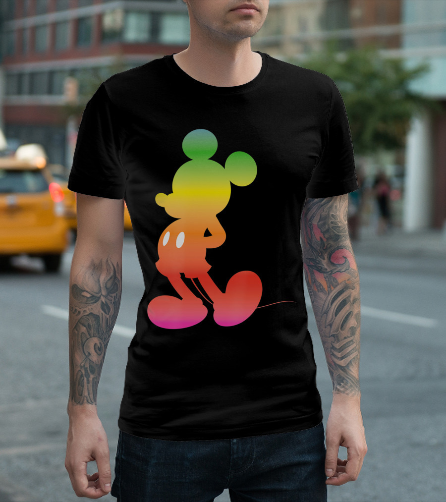 Disney Mickey Mouse Silhouette Gradient Rainbow T-Shirt