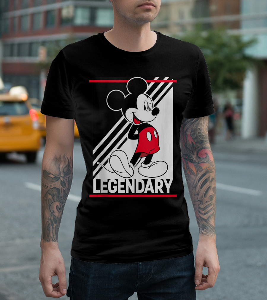 Disney Mickey Mouse Legendary Striped Red Shorts T-Shirt