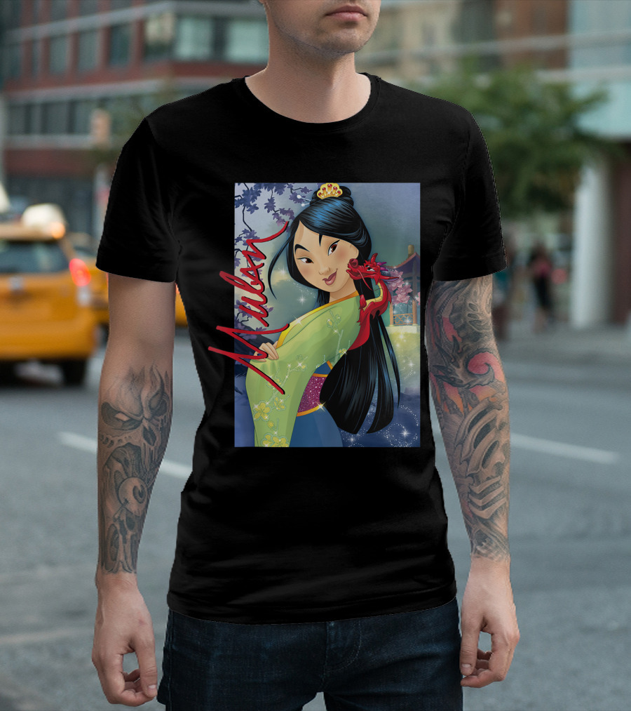 Mulan Disney Signature Mushu Blossoms Princess Scene T-Shirt