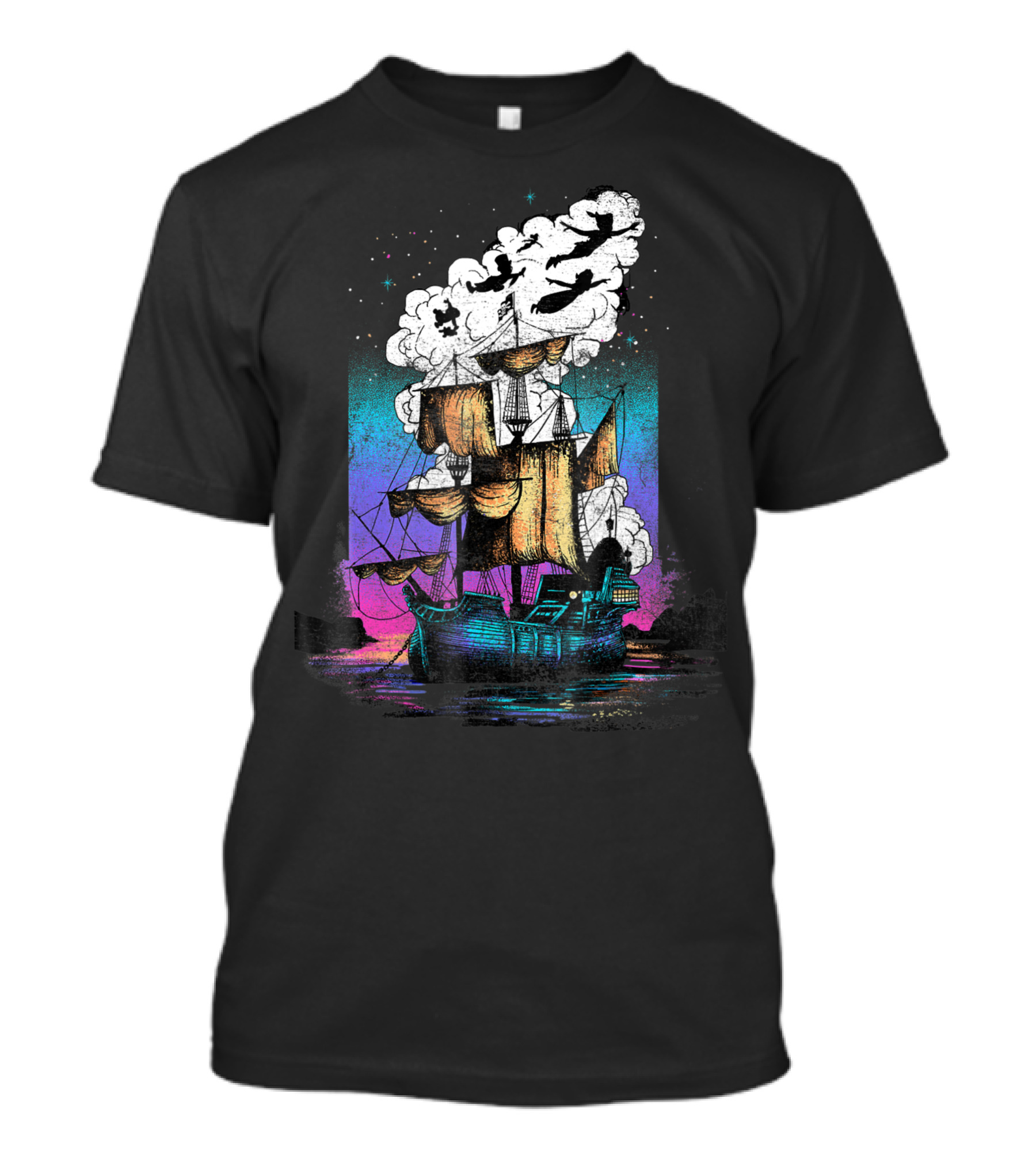 Disney Peter Pan Colorful Pirate Ship With Flying T-Shirt