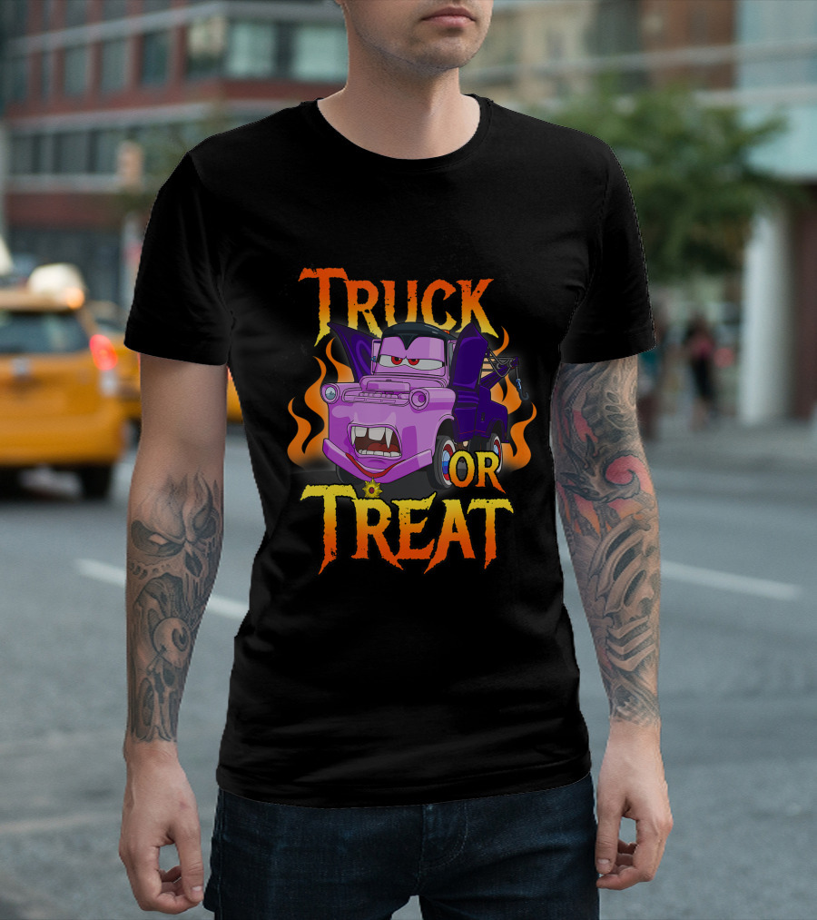 Disney Pixar Cars Halloween Vampire Truck Or Treat Flamethrower T-Shirt