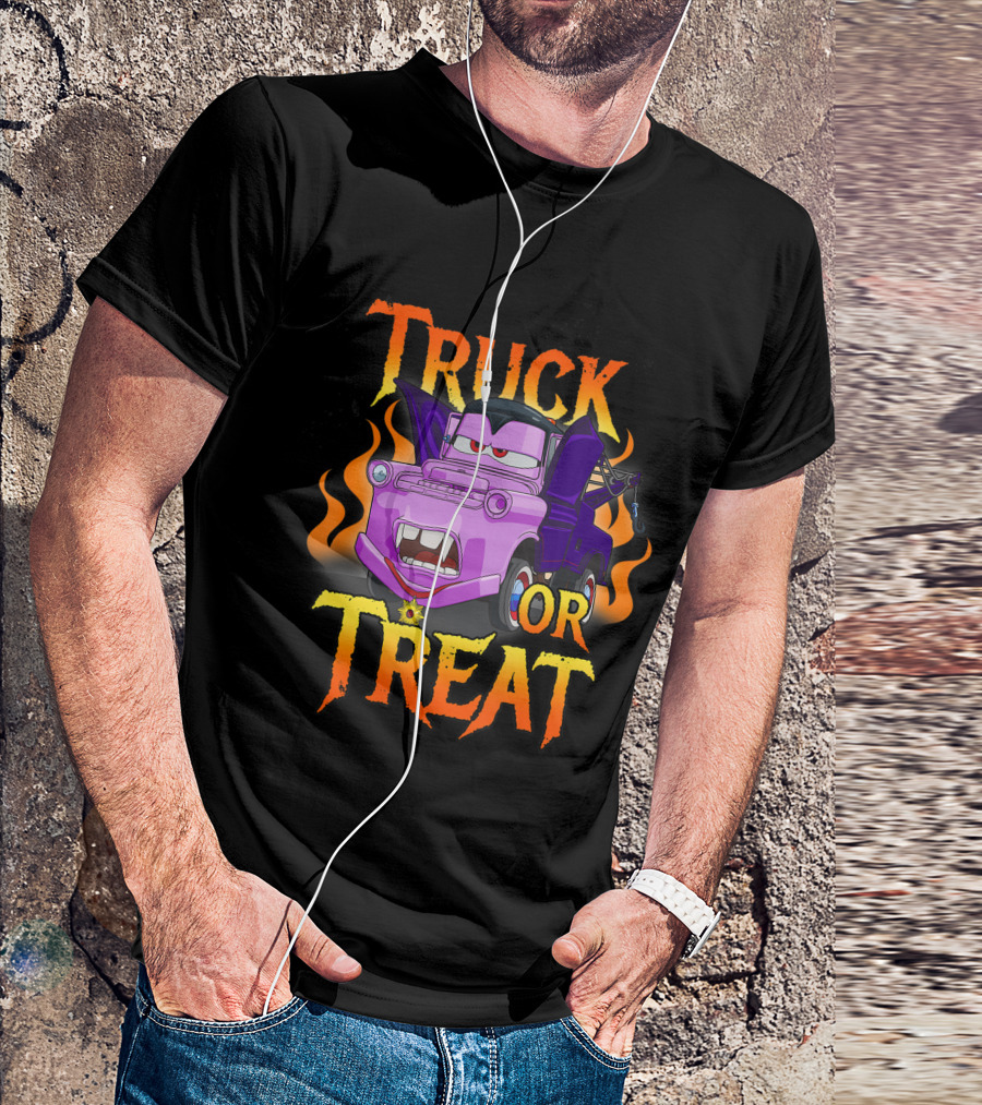 Disney Pixar Cars Halloween Vampire Truck Or Treat Flamethrower T-Shirt