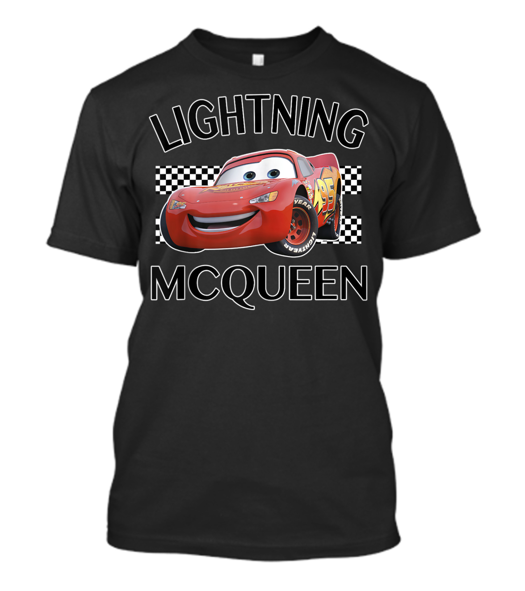 Lightning McQueen Cars Pixar Finish Checkerboard Racing T-Shirt