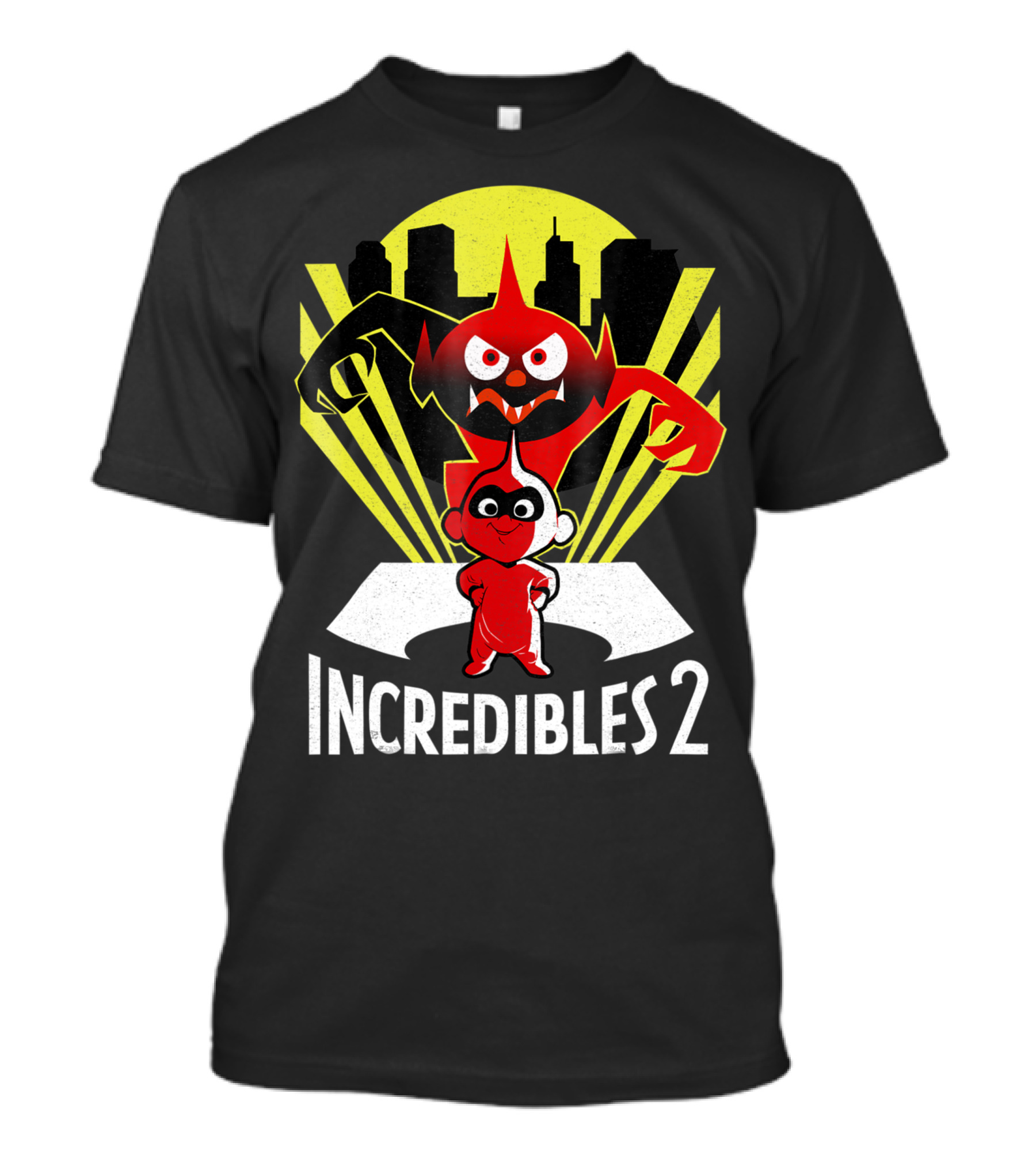 Incredibles 2 Jack Jack Demon Silhouette Retro City Background T-Shirt