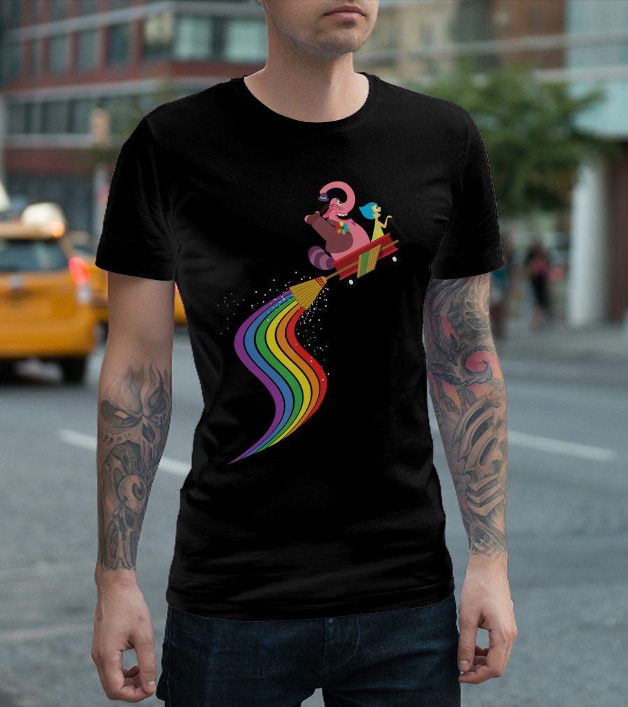 Disney Pixar Inside Out Bing Bong Joy Wagon Rainbow T-Shirt