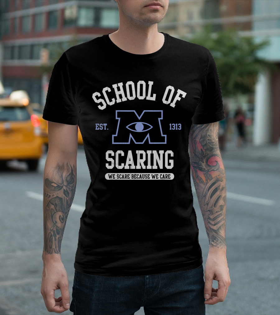 Disney Pixar Monsters Inc School Of Scaring Est. 1313 We Scare Because We Care T-Shirt