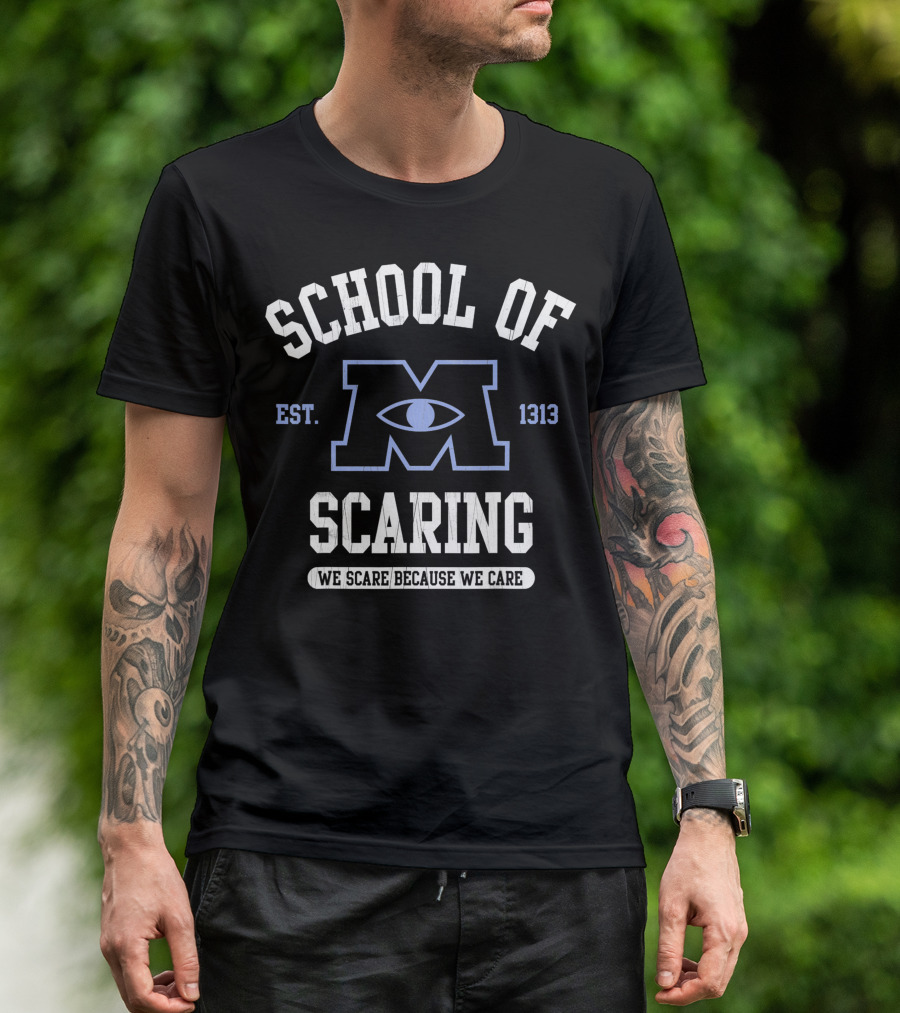 Disney Pixar Monsters Inc School Of Scaring Est. 1313 We Scare Because We Care T-Shirt
