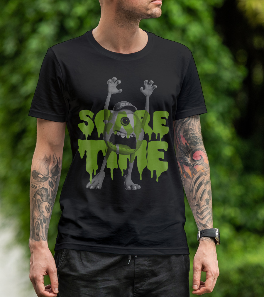 Disney Pixar Monsters Inc Mike Wazowski Scare Time Green Scream T-Shirt