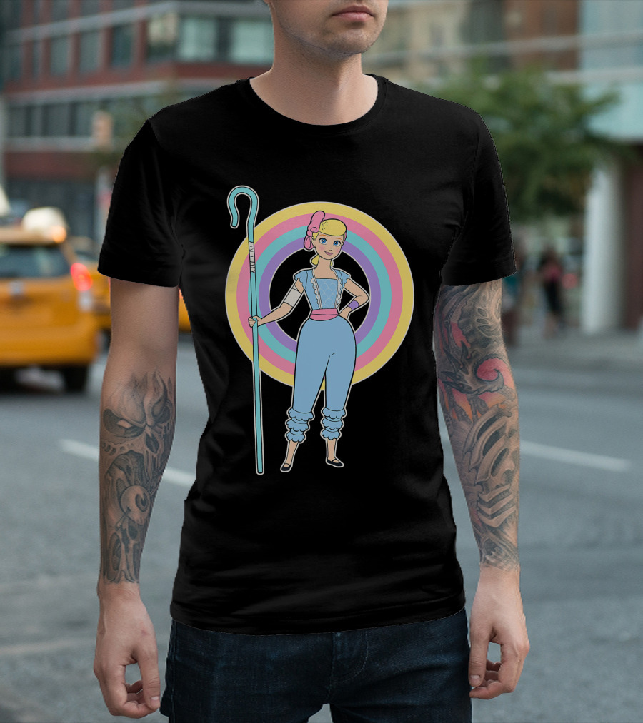 Disney Pixar Toy Story 4 Bo Peep Pastel Rainbow Circle T-Shirt