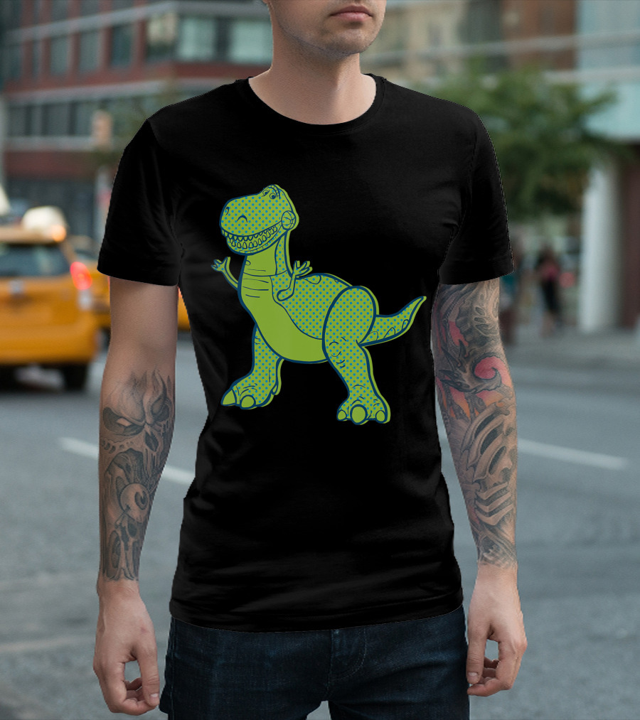 Disney Pixar Toy Story 4 Rex Green Blue Halftone T-Shirt