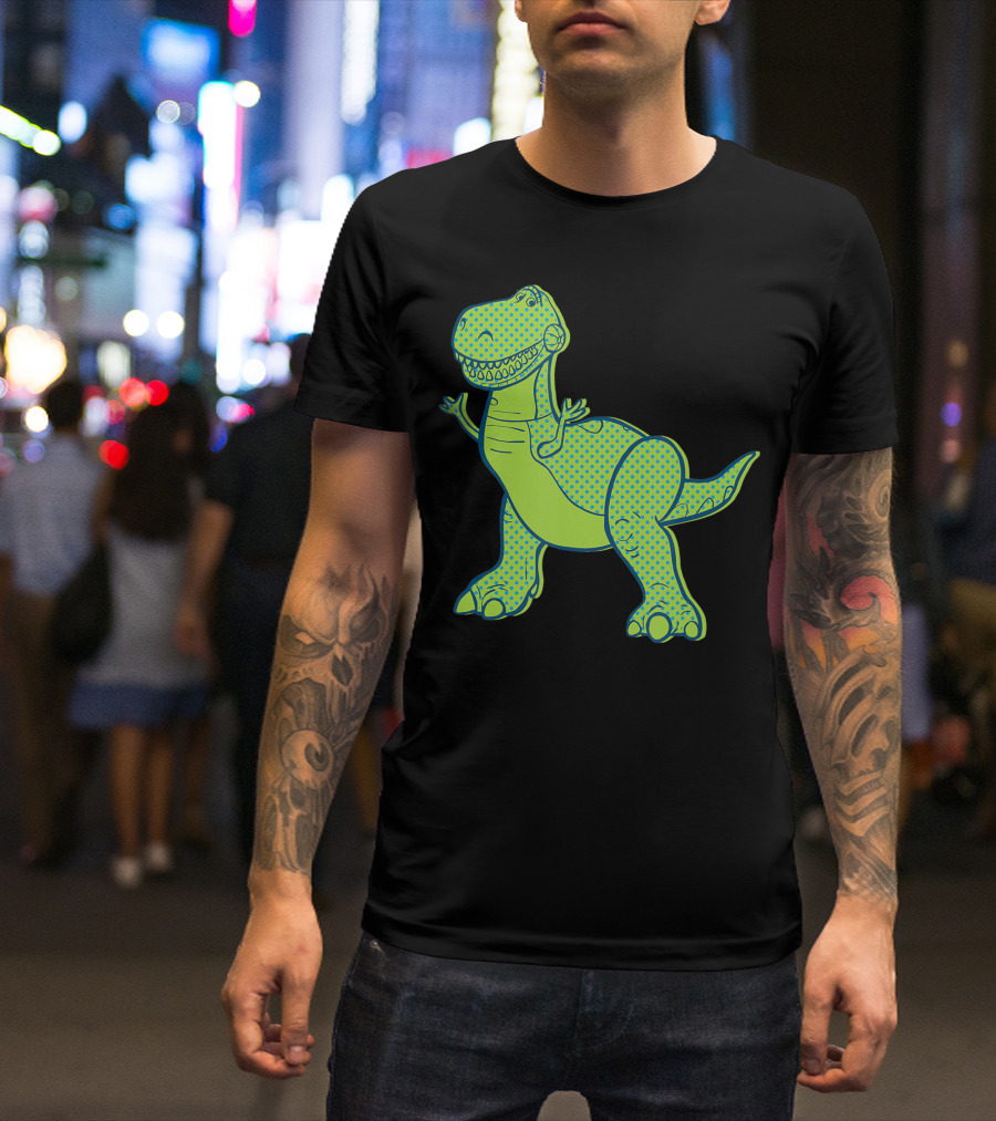 Disney Pixar Toy Story 4 Rex Green Blue Halftone T-Shirt