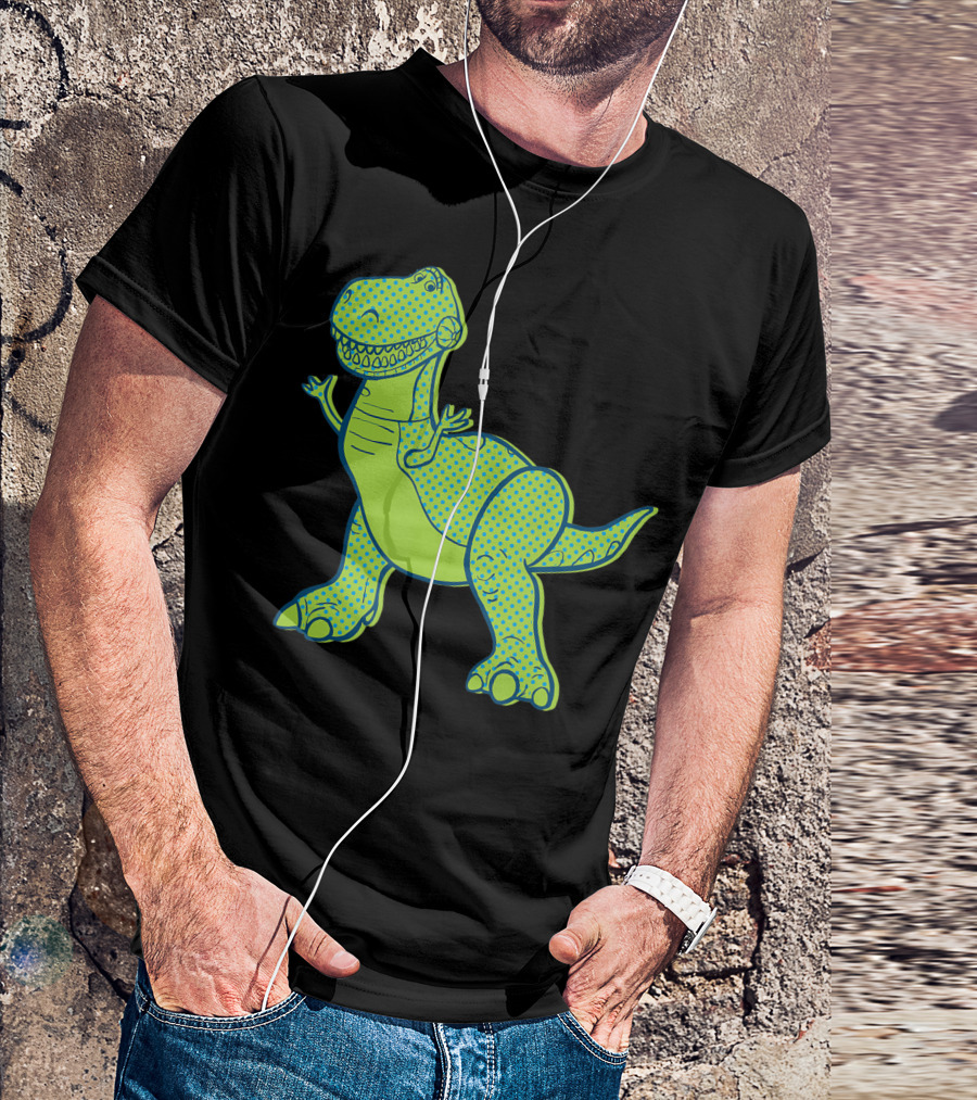 Disney Pixar Toy Story 4 Rex Green Blue Halftone T-Shirt