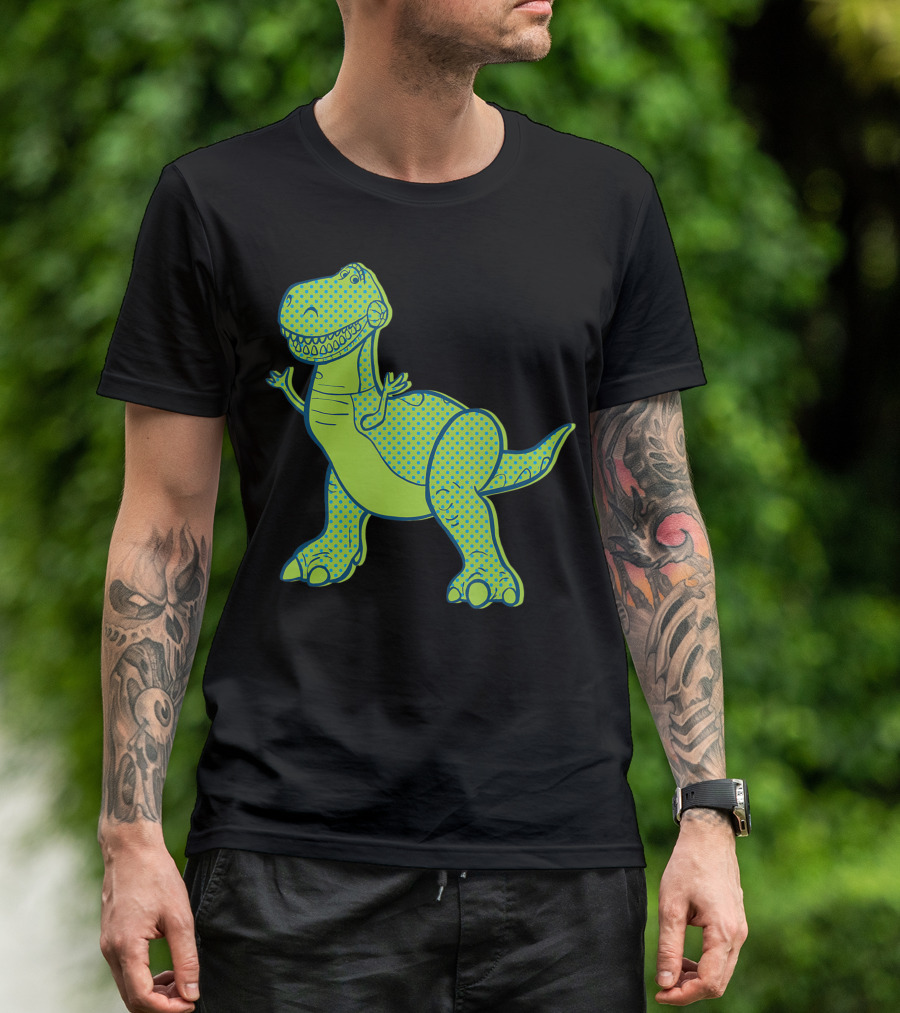 Disney Pixar Toy Story 4 Rex Green Blue Halftone T-Shirt