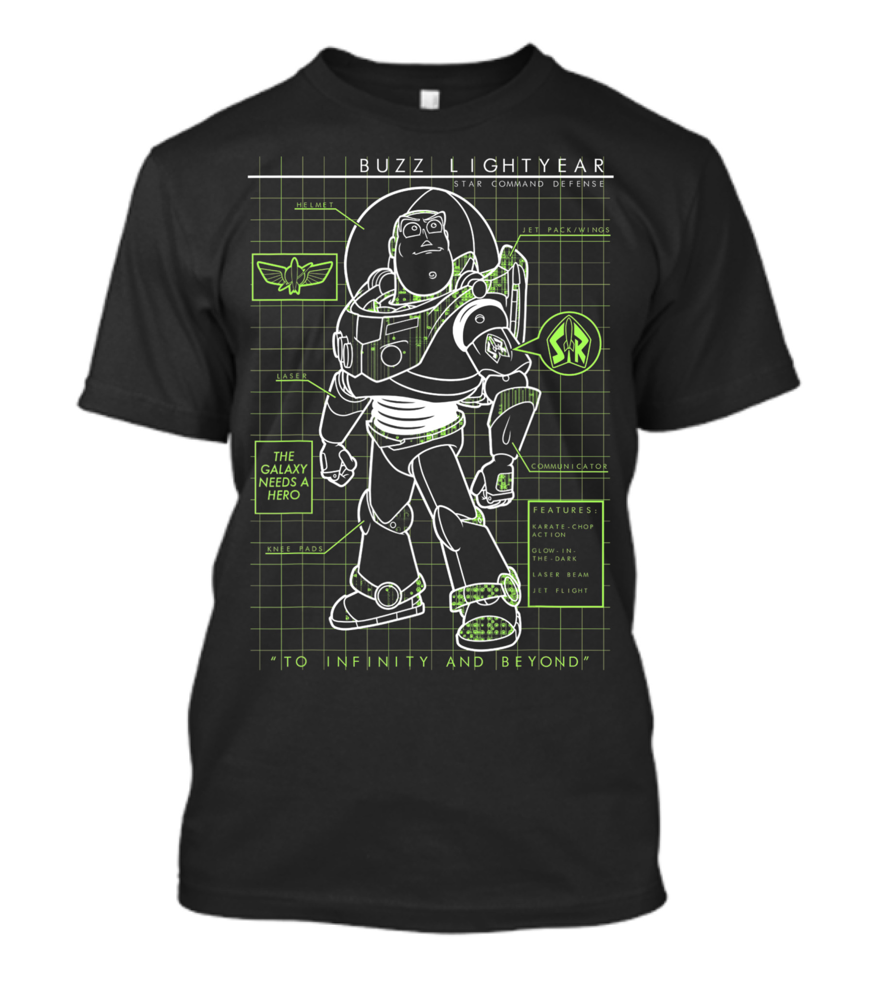 Buzz Lightyear Star Command Defense Schematics To Infinity And Beyond The Galaxy Needs A Hero T-Shirt
