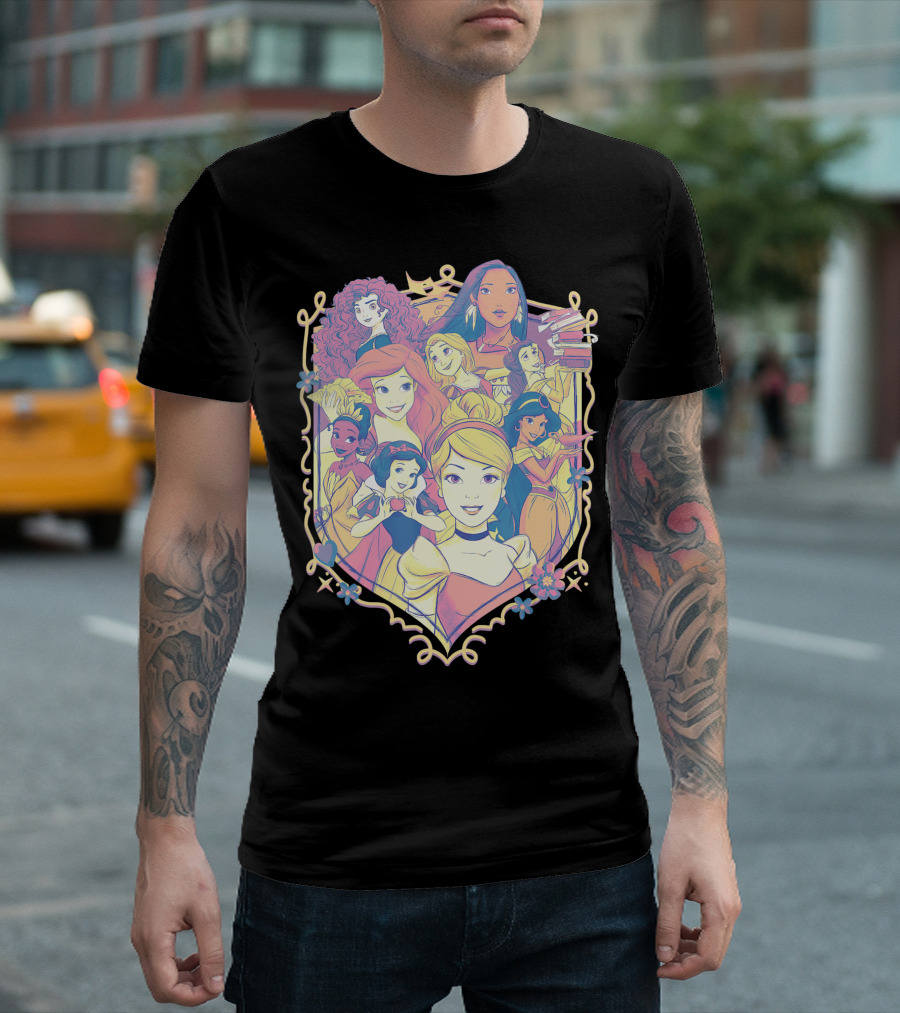 Disney Princess Pastel Group Shield T-Shirt