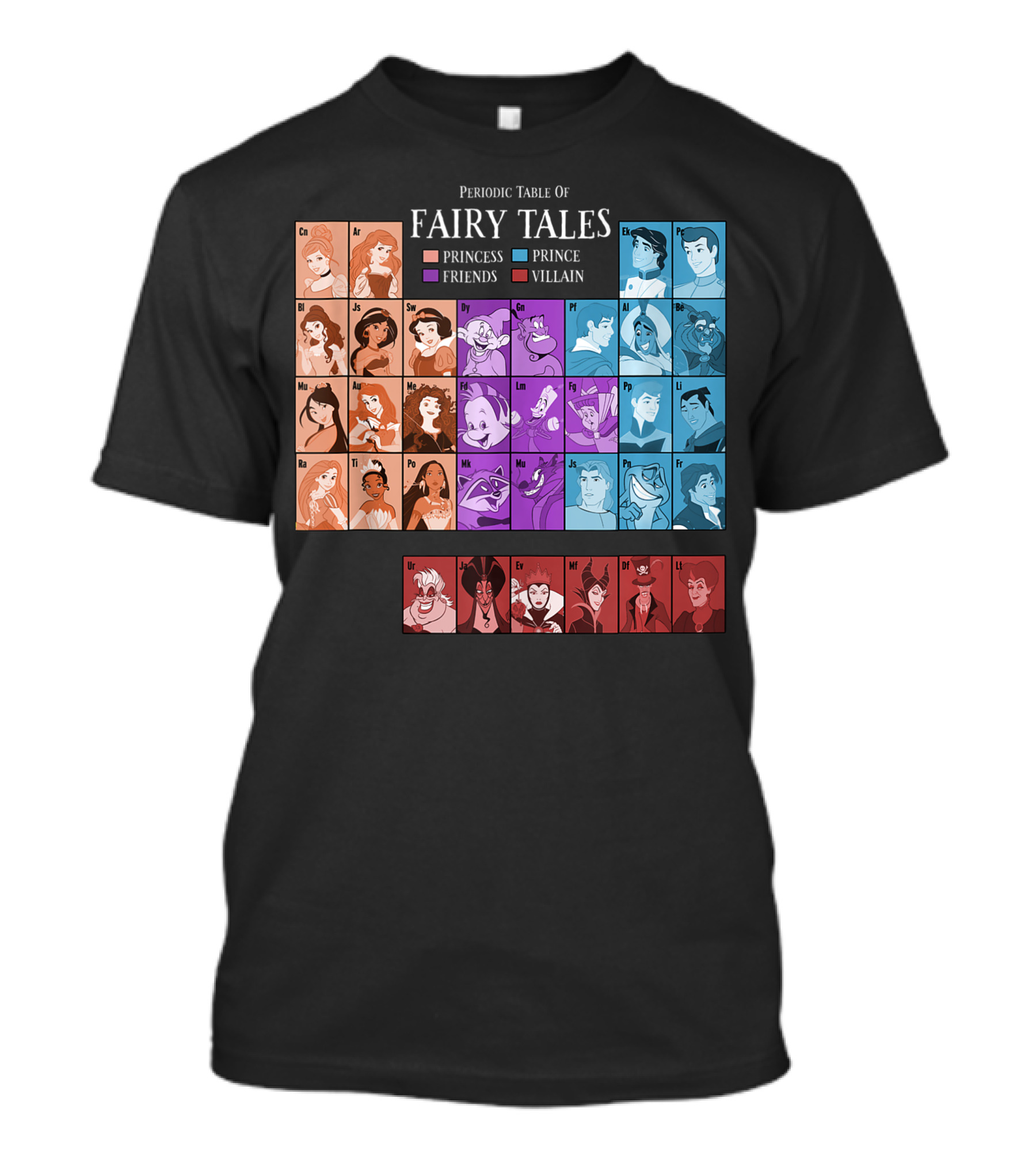 Periodic Table Of Princess Fairy Tales Princess Friends Prince Villain T-Shirt