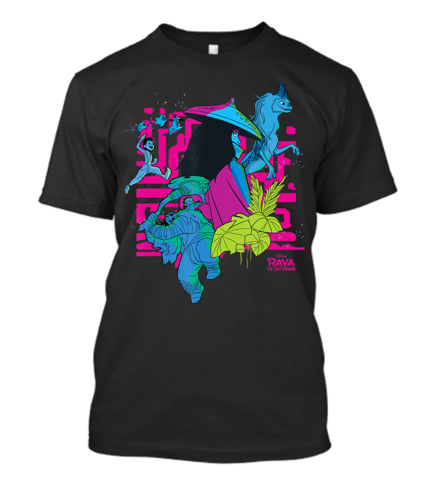 Disney Raya And The Last Dragon Neon Character Montage T-Shirt