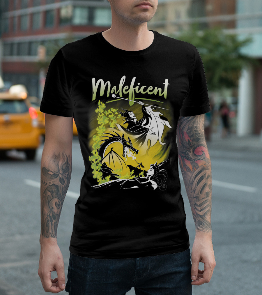 Maleficent Sleeping Beauty Dragon Battle With Vibrant Colors T-Shirt