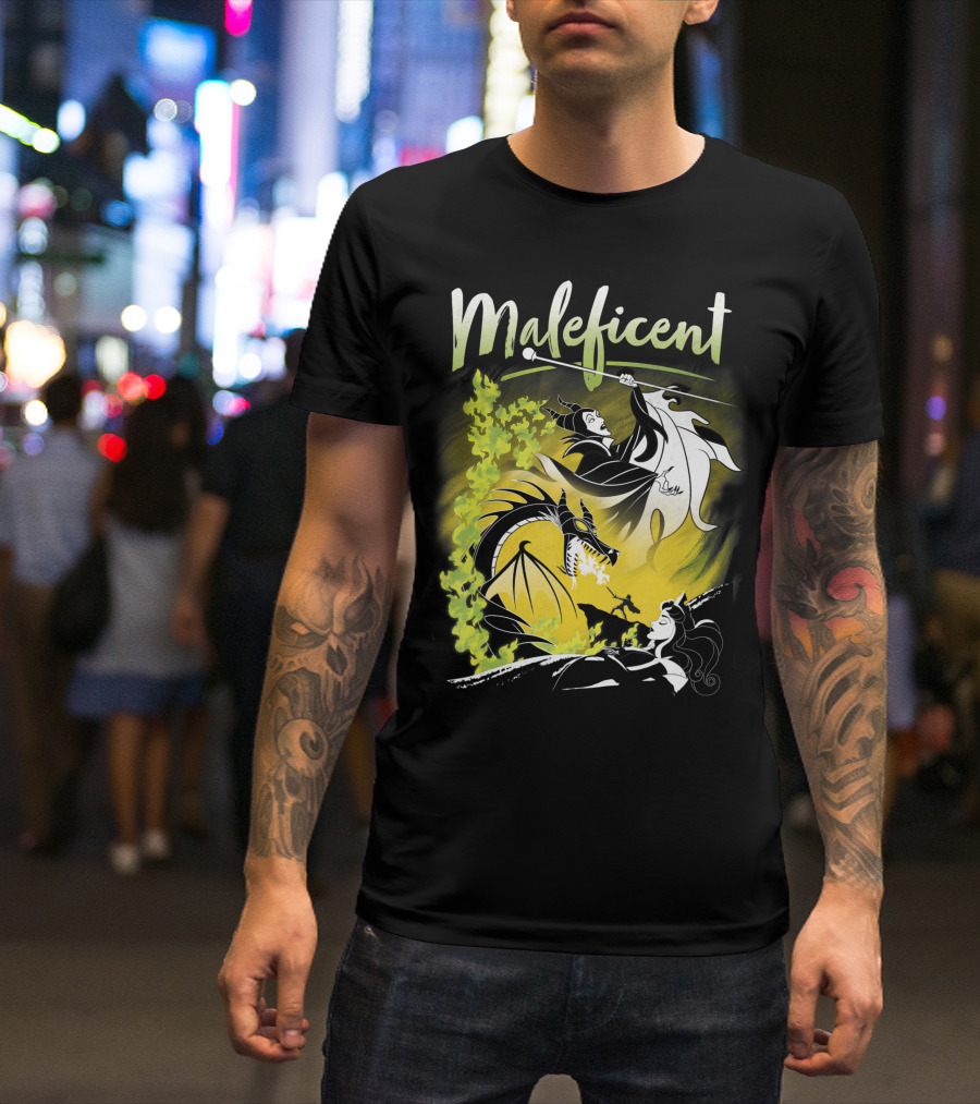 Maleficent Sleeping Beauty Dragon Battle With Vibrant Colors T-Shirt