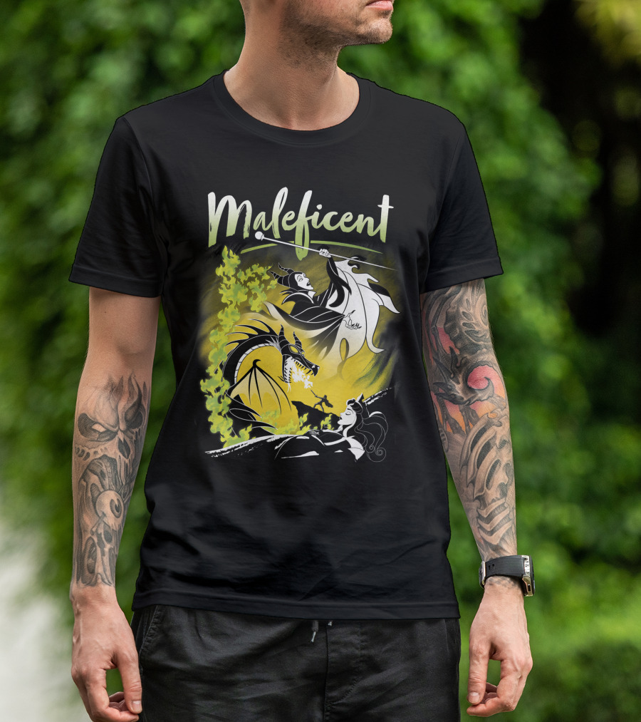 Maleficent Sleeping Beauty Dragon Battle With Vibrant Colors T-Shirt
