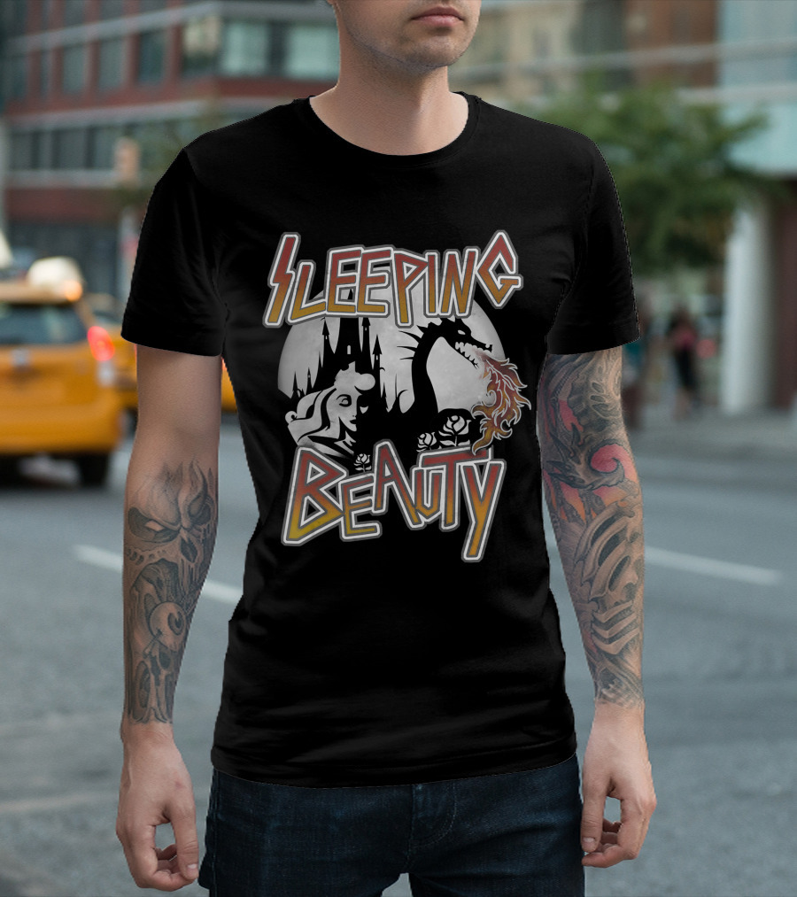 Sleeping Beauty Rock N Roll Vintage Style Disney Princess Dragon Castle T-Shirt
