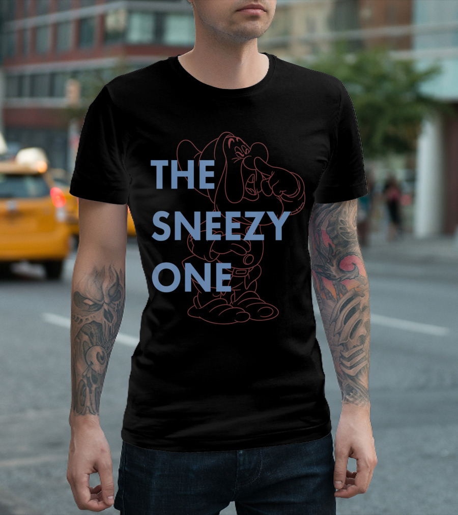 Disney Snow White The Sneezy One Outline Sneezy Dwarf Line T-Shirt