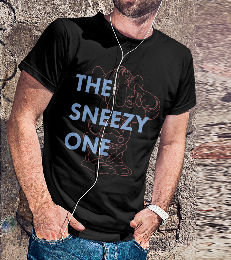 Disney Snow White The Sneezy One Outline Sneezy Dwarf Line T-Shirt