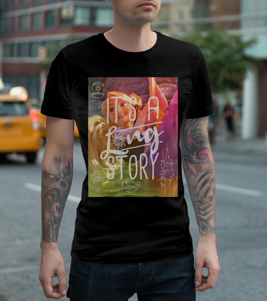 Disney Tangled Rapunzel It's a Long Story Floating Lanterns and Pascal T-Shirt