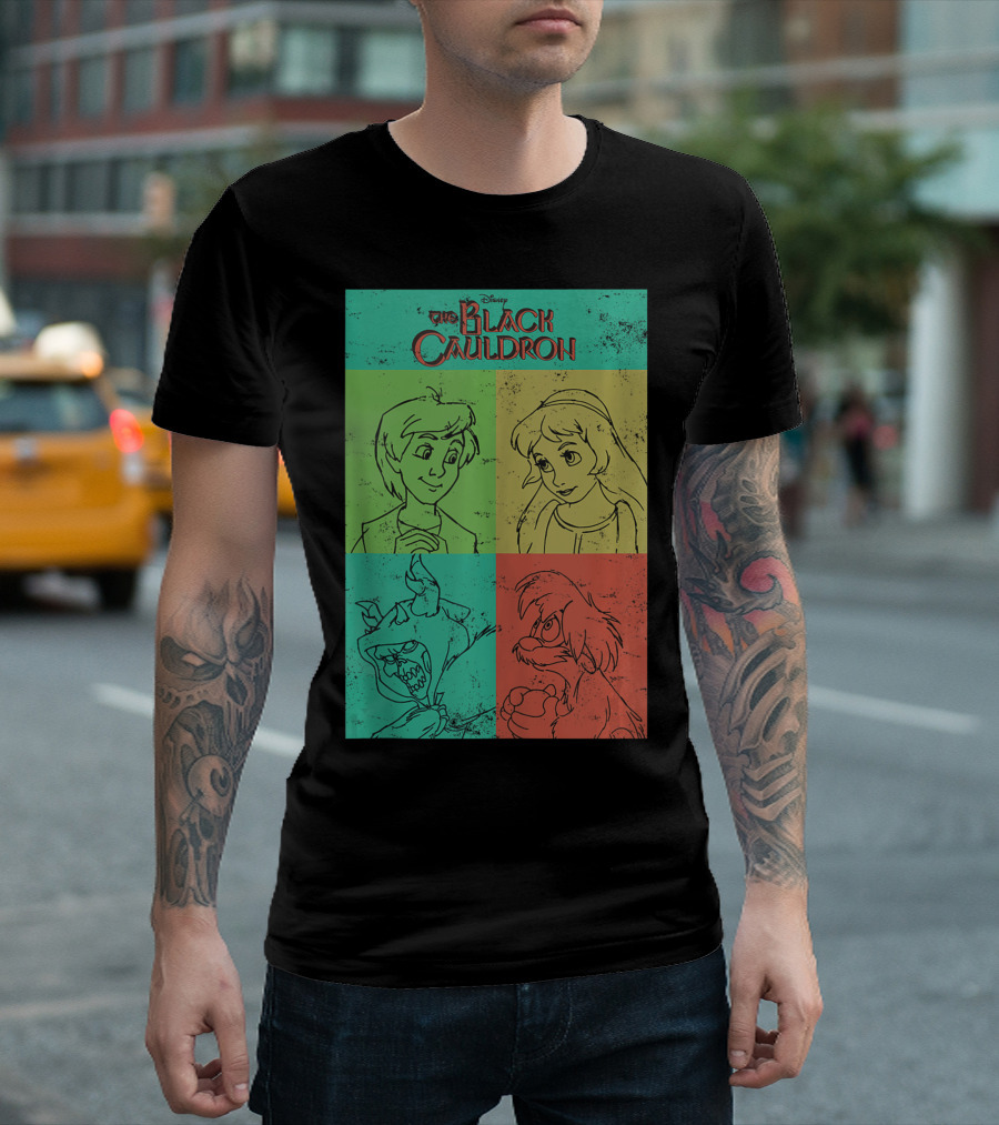 Disney The Black Cauldron Character Sketch Grid T-Shirt
