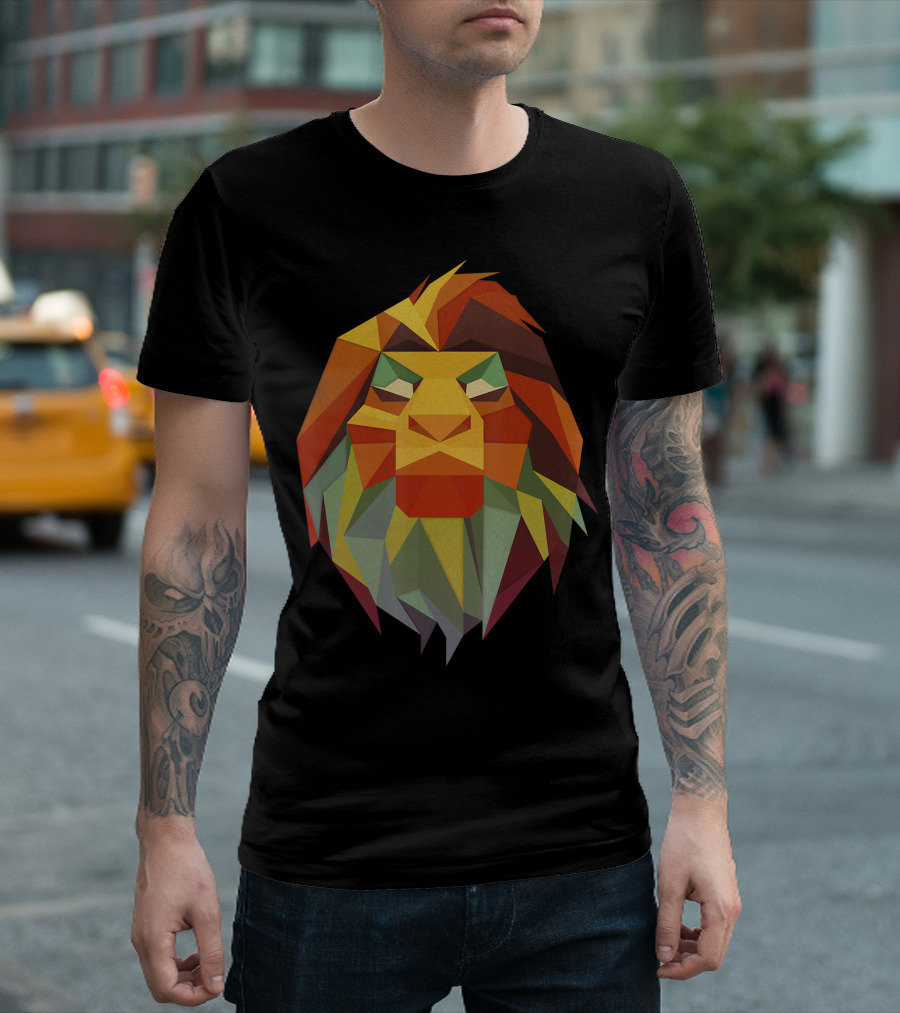 Disney The Lion King Simba Geometric Paper Cut T-Shirt