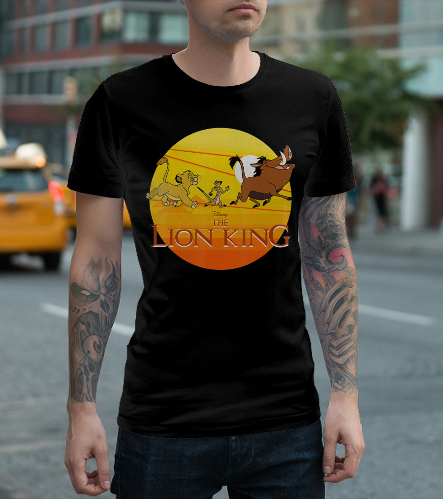 Disney The Lion King Simba Timon Pumba Running Sunset T-Shirt
