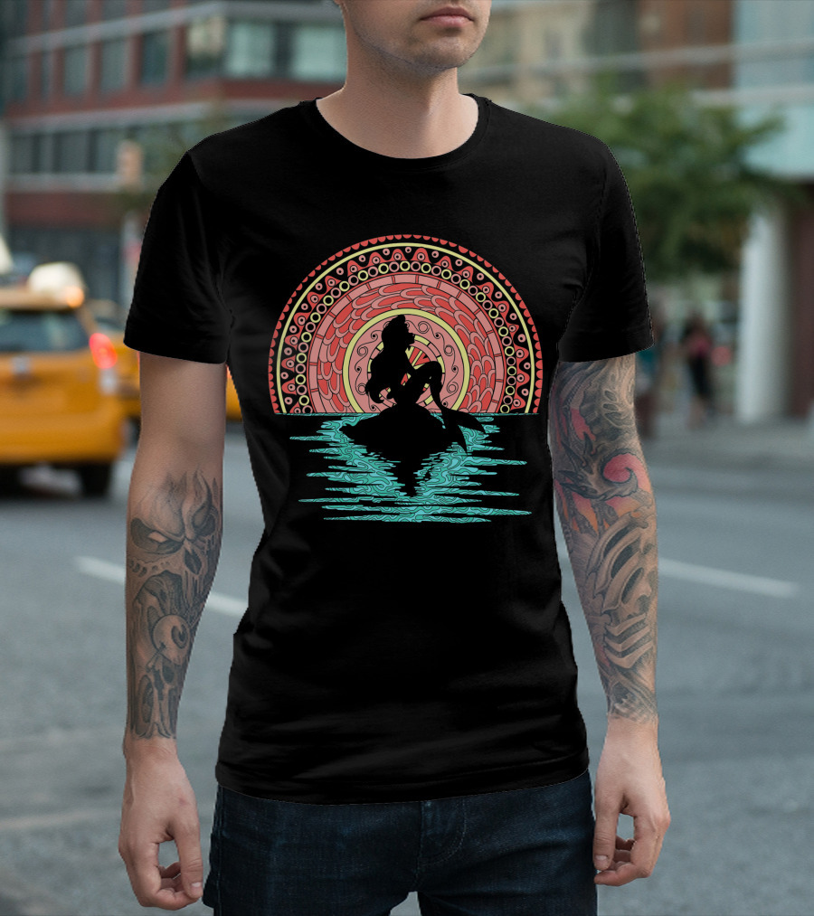 Disney The Little Mermaid Geometric Sunset T-Shirt
