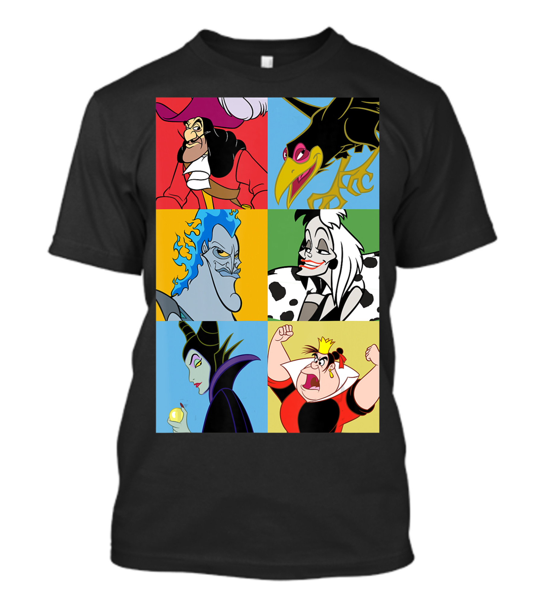 Disney Villains Captain Hook Ursula Cruella De Vil Maleficent Queen Of Hearts Hades Montage T-Shirt